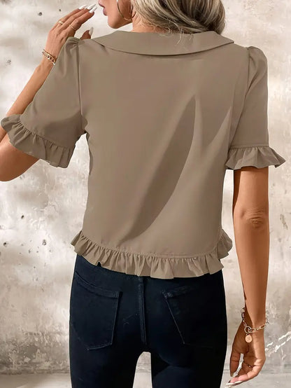 Alexandra™ | Elegant Short Sleeve Blouse