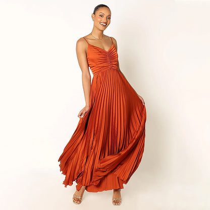 Arden | Women Pleated Maxi Dress | Adjustable Fit