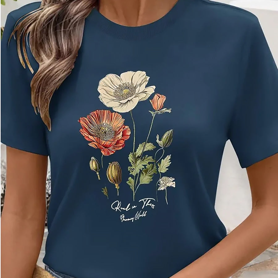 Amelia | Women Floral Print Tee | Breathable