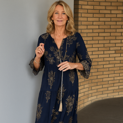 Hypatia | Women Vintage Floral Dress | Flattering V-Neck