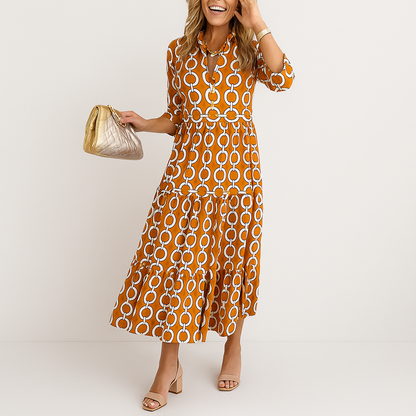 Juliette | Women Chain Print Midi Dress | Versatile Style
