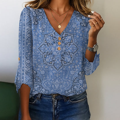 Evie | Women 3/4 Sleeve V-Neck Top | Vibrant Fit