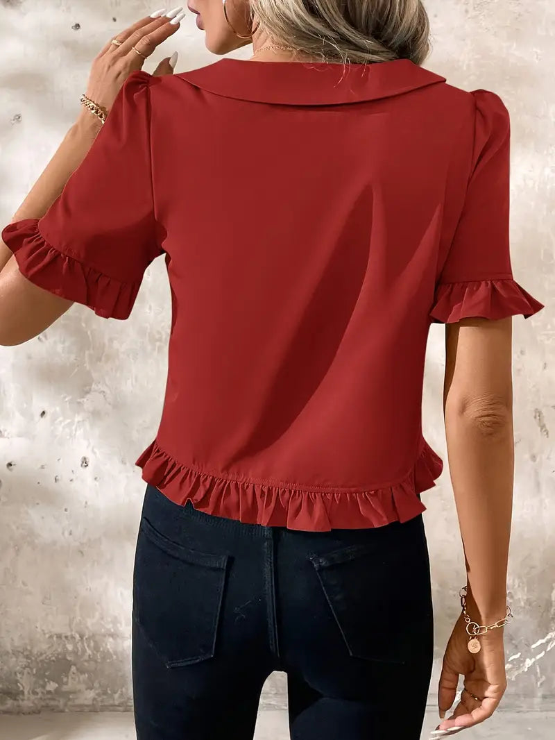 Alexandra™ | Elegant Short Sleeve Blouse