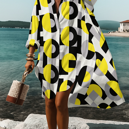 Skyla | Women Colorblock Shirt Dress | Vacation-Ready Elegance