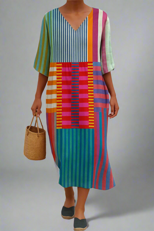 Ellora | Women's Dreamtime Geometry Dress | Artistic & Elegant