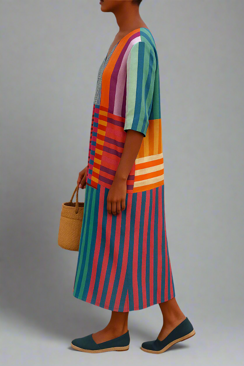 Ellora | Women's Dreamtime Geometry Dress | Artistic & Elegant