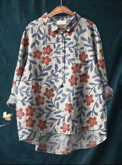 Sienna | Women Relaxed Linen Blouse | Floral Print