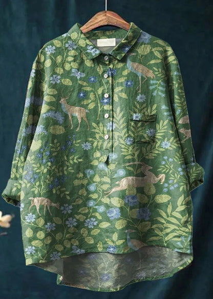Sienna | Women Relaxed Linen Blouse | Floral Print