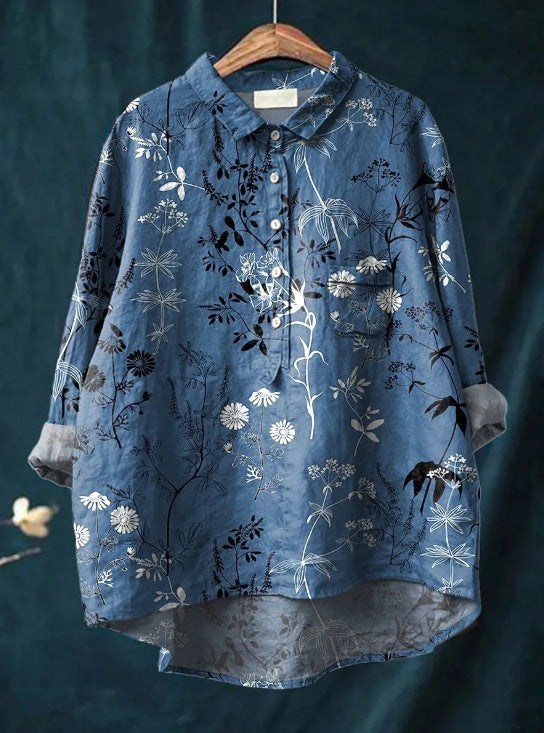 Sienna | Women Relaxed Linen Blouse | Floral Print