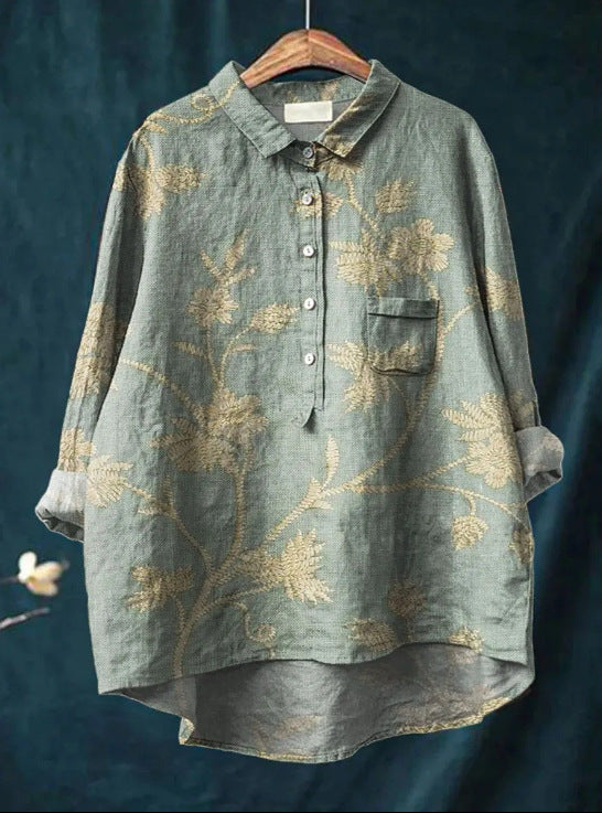 Sienna | Women Relaxed Linen Blouse | Floral Print