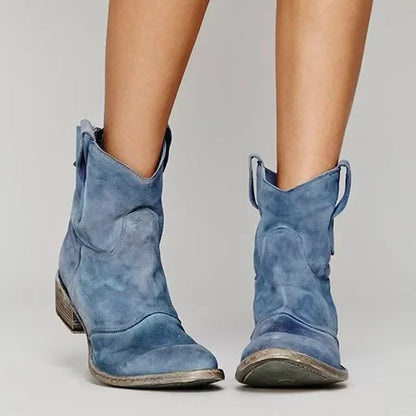 Crista™ - Vintage Cowboy Ankle Boots