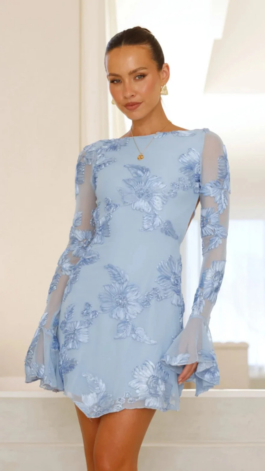 Kendra | Women Embroidered Mini Dress | Sheer Elegance