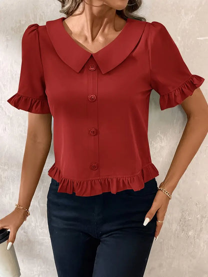 Alexandra™ | Elegant Short Sleeve Blouse