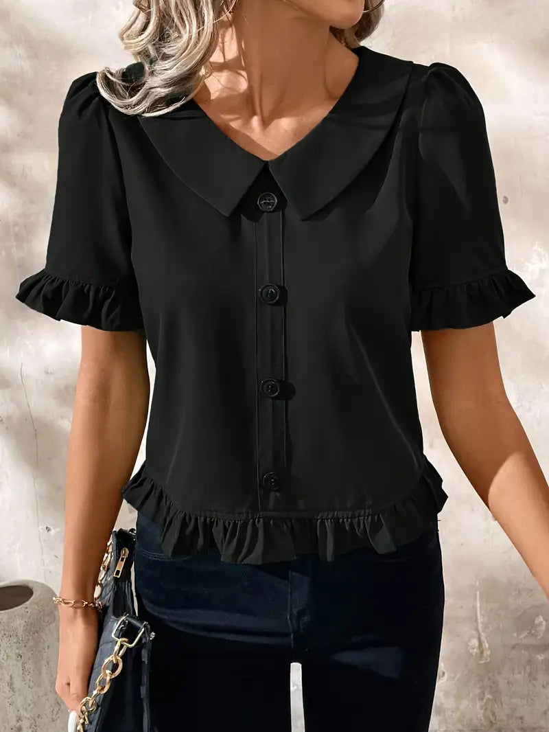 Alexandra™ | Elegant Short Sleeve Blouse