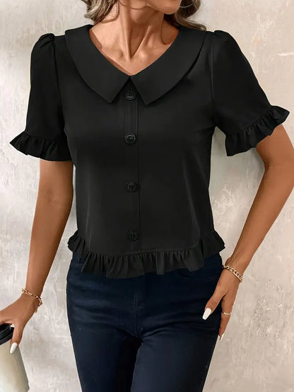 Alexandra™ | Elegant Short Sleeve Blouse
