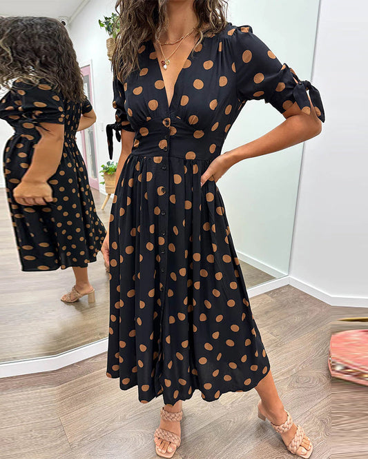 Ruby™ - V-Neck Polka Dot Dress
