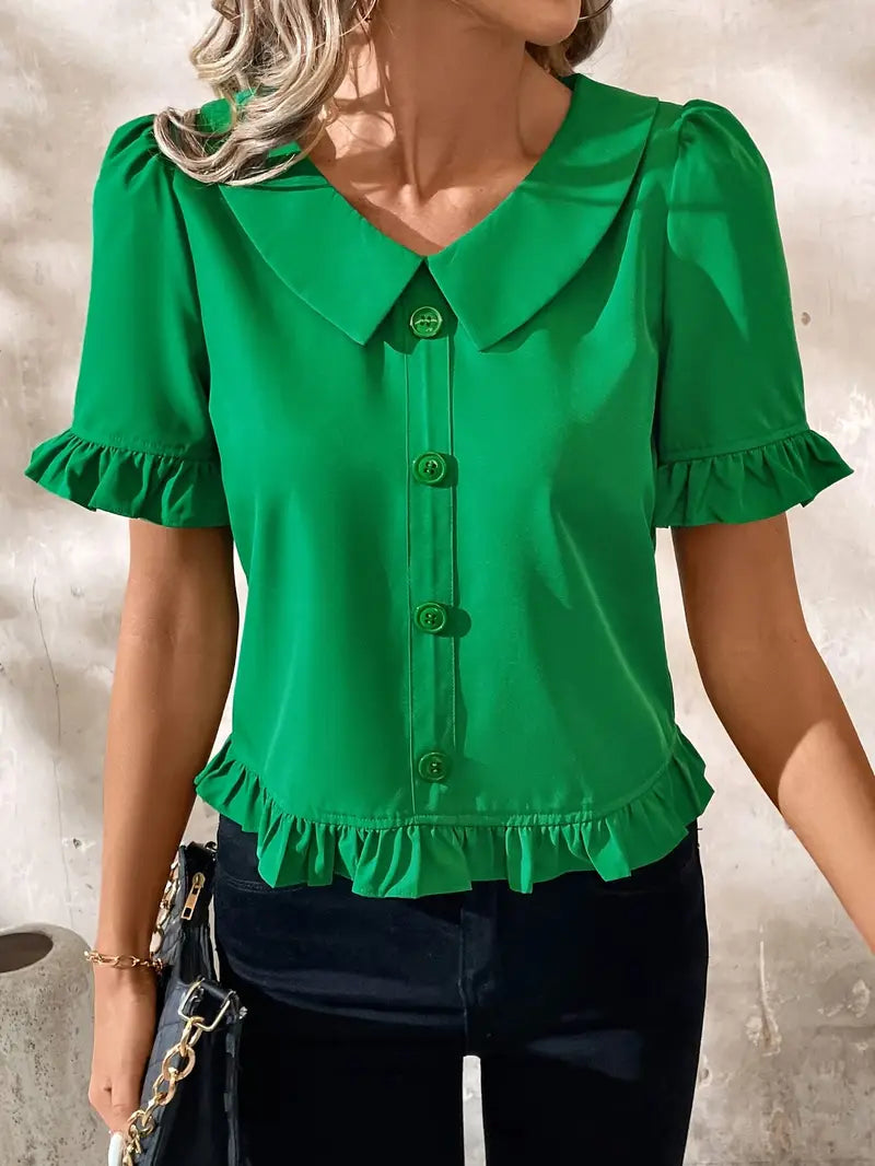 Alexandra™ | Elegant Short Sleeve Blouse